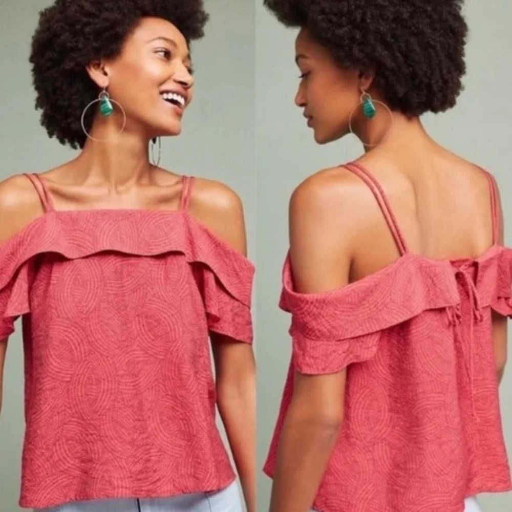 Anthropologie Maeve Mandalay Cold Shoulder Blouse Size XS